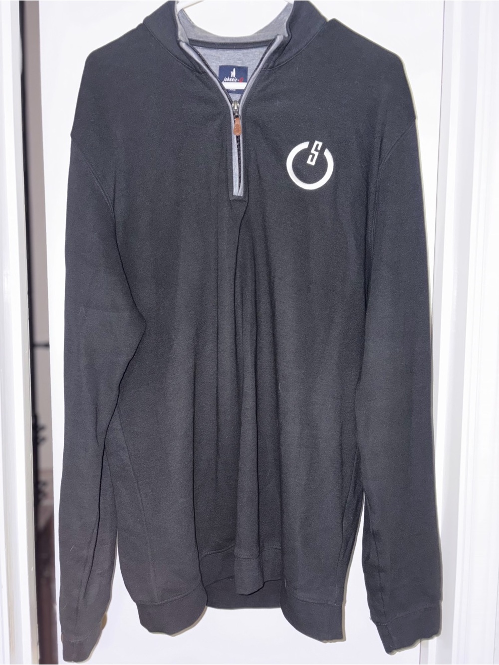 johnnie-O Men's Large Sully 1/4 Zip Pullover Black Cotton Modal Blend Sweater